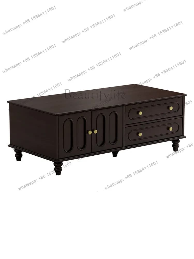French light luxury retro pure solid wood coffee table small apartment American coffee table premium sense
