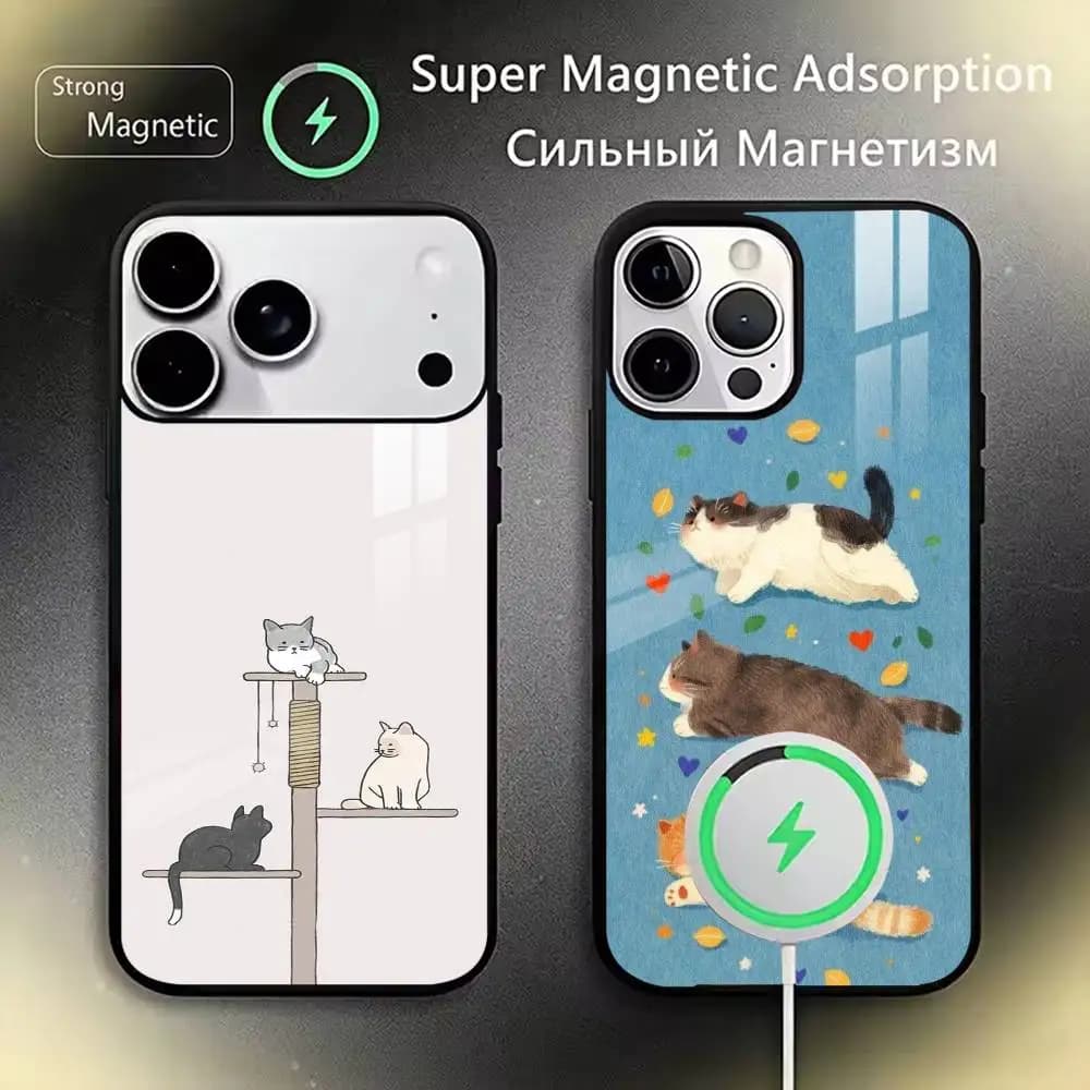 Three Cats  Phone Case For iPhone17,16,15,14,13,12,11 Plus,Pro Magnetic with Magsafe Wireless Charging