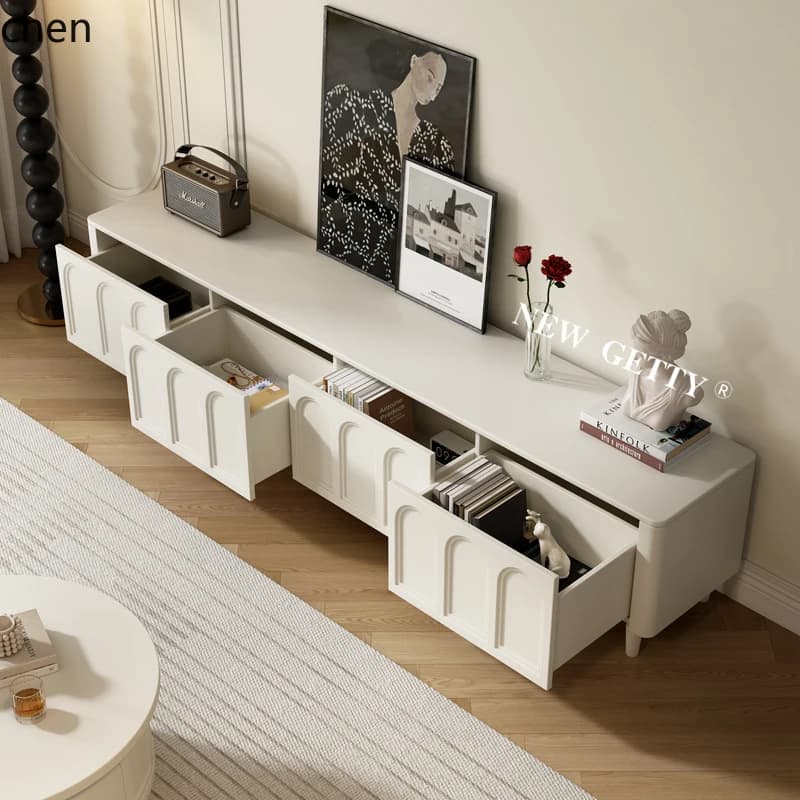 ZMLTV cabinet coffee table combination small apartment family living room retro floor