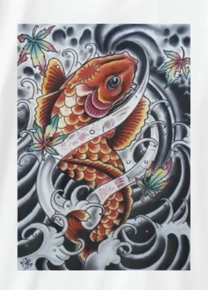 Tattoo flexible koi fish summer print advanced T-shirt, cotton short-sleeved O-neck men's T-shirt new S-3XL.