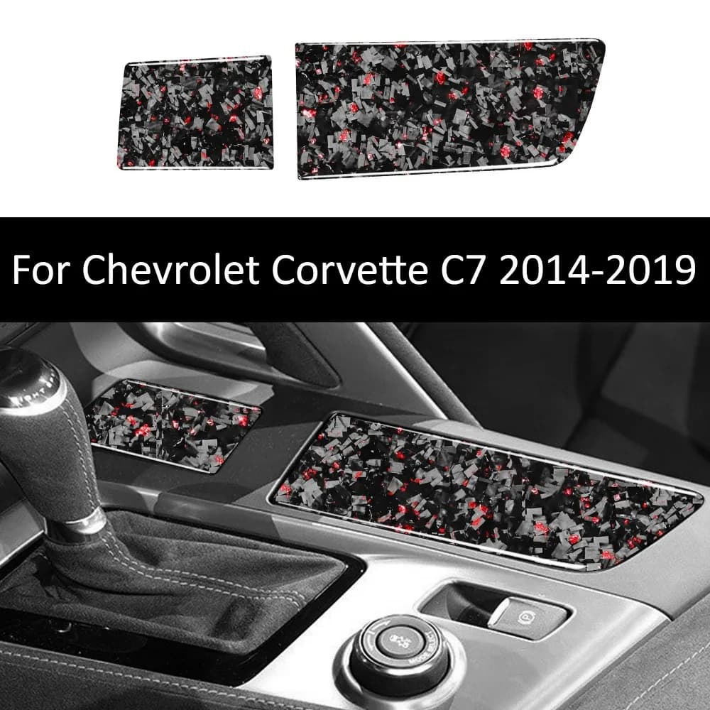 Cup Holder Cover For Chevrolet Corvette C7 2014-2019 Carbon Gold Red Interior Trim Panel Decor Accessories Styling Kit