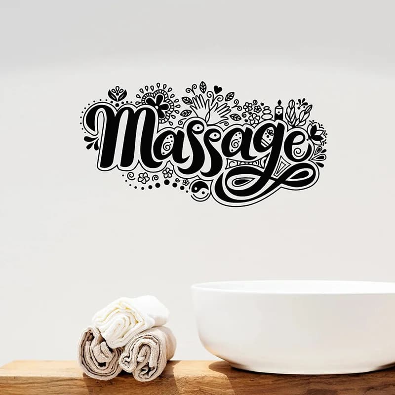 Removable Massage Wall Decal Ornate Floral Yin Yang Design Vinyl Wall Sticker For Spa Salon Massage Room Decor  E644