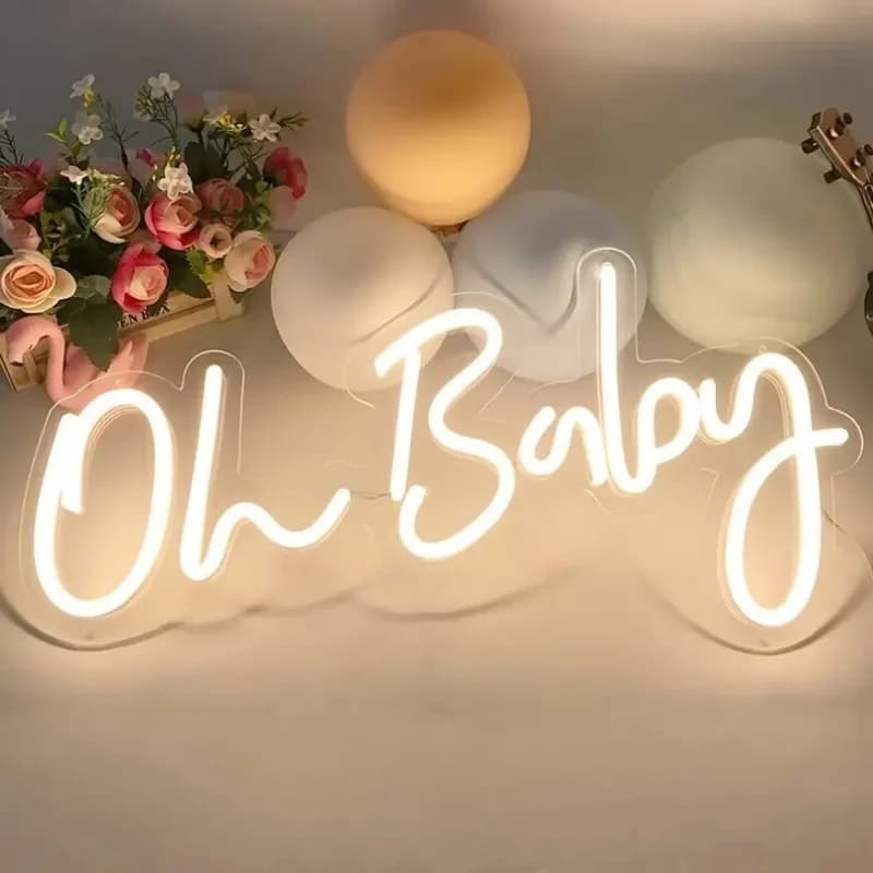 Oh Baby Neon Sign for Shower Decoration,Gender Reveal,Led Light Signs for Backdrop & Wall Decor,Photo Prop,Gift for New Parents