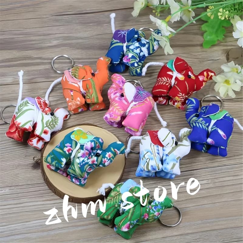 Randomly 2pcs Thailand National Cloth Stylish Elephant Bag/Home/Office Hanging  Key Chain/Wind Chimes Ornaments/Decorations