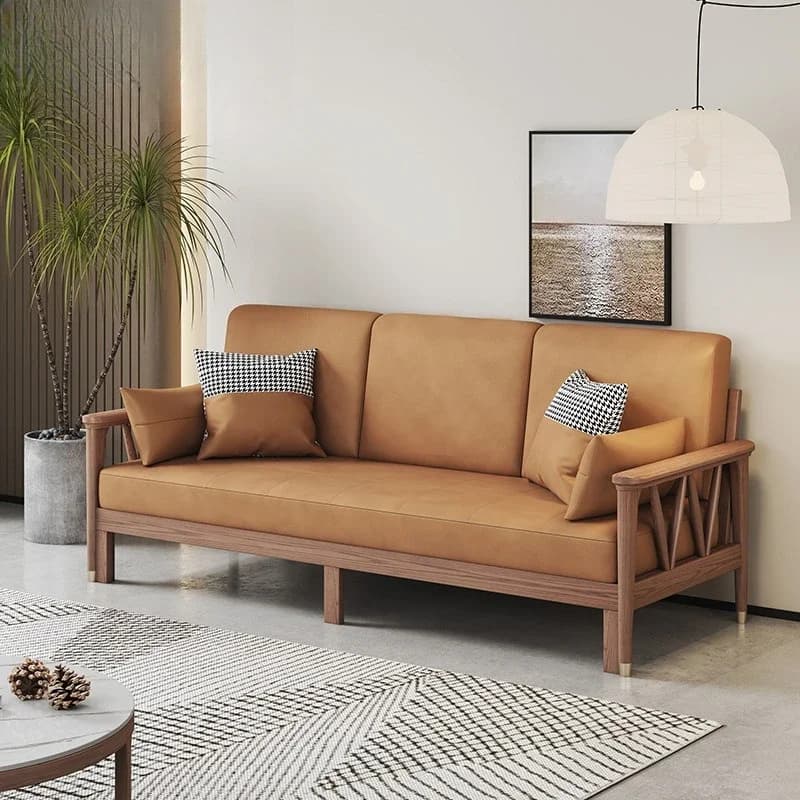 DSA small apartment dual-purpose solid wood sofa bed, multi-functional pull-out retractable , double sofa bed