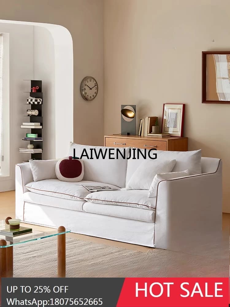 fabric sofa cotton and linen large sitting deep straight row removable sofa