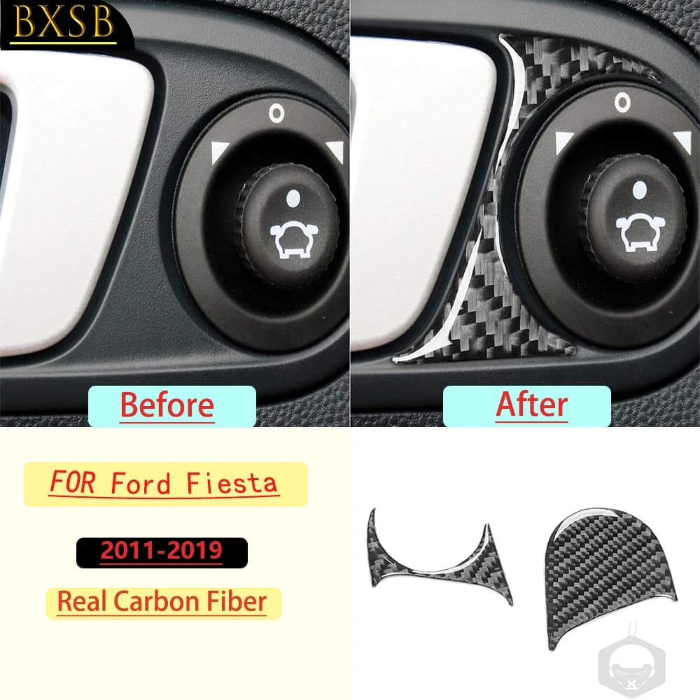 Real Soft Carbon Fiber For Ford Fiesta 2011-2019 Car Door Handle Cover Frame Trim Customizable Car Stickers Interior Accessories