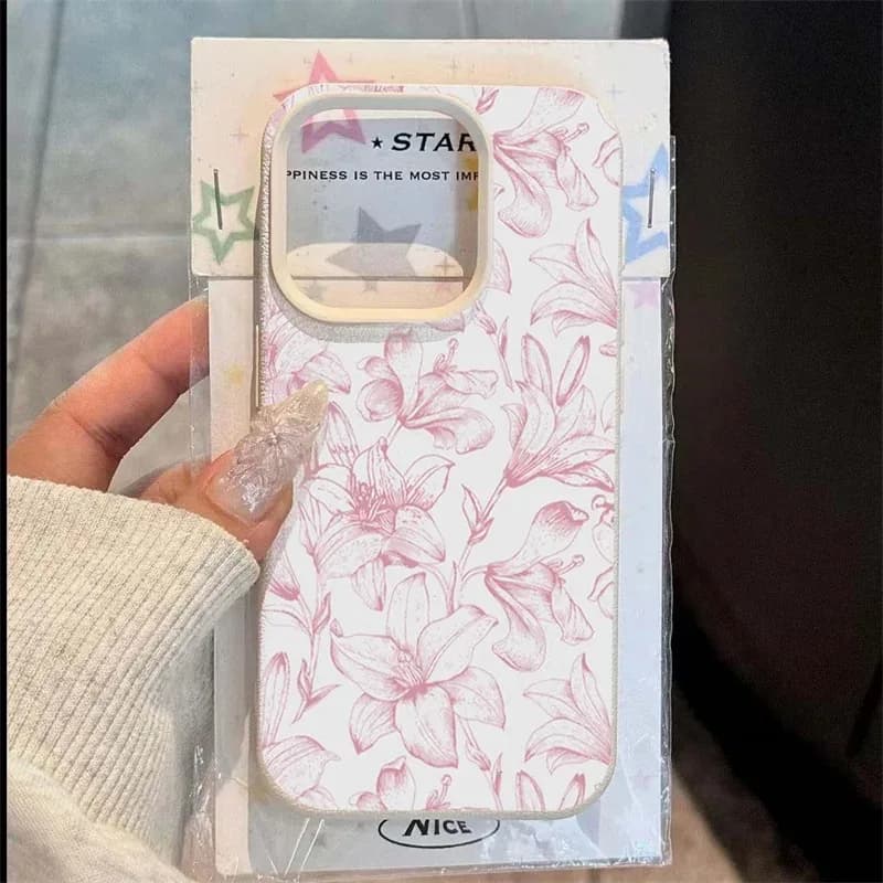 Elegant Pink Lily Phone Case For iPhone 11 12 13 Pro MAX 14 15 16 17 Plus 17Air Shockproof Soft TPU Back Phone Cover
