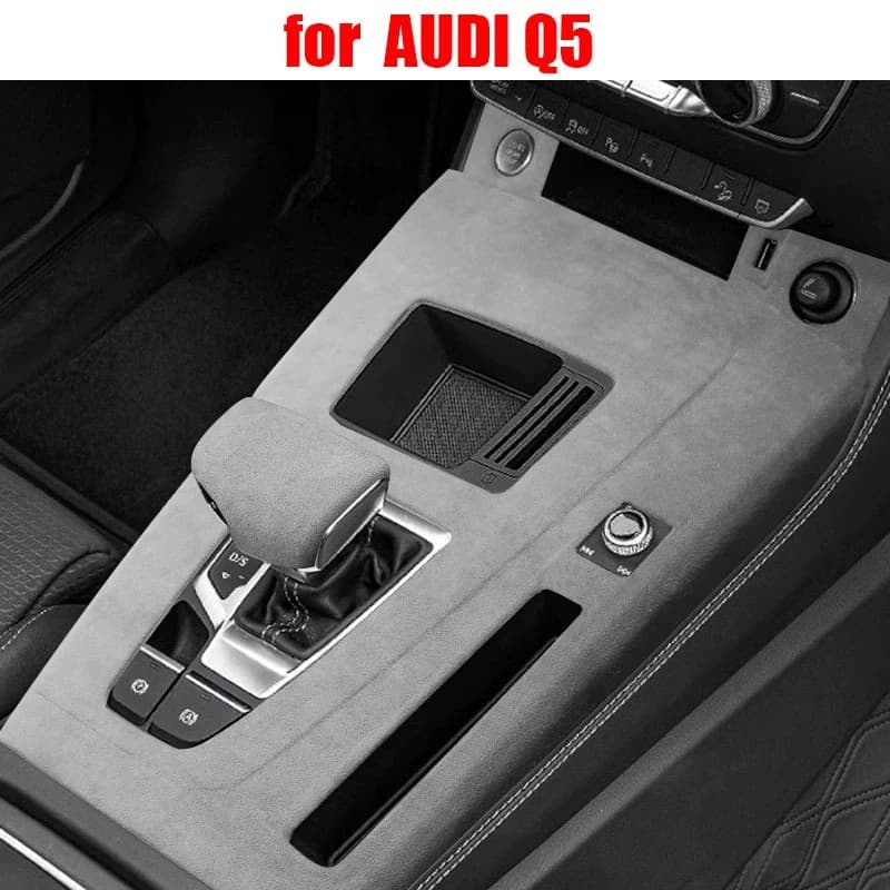TOP SUEDE Overlays Grey Interior Trims Fit for AUDI Q5 2025 2024 2023 2022 2021 2020 2019 2018 Door Panel, Central Console Mat