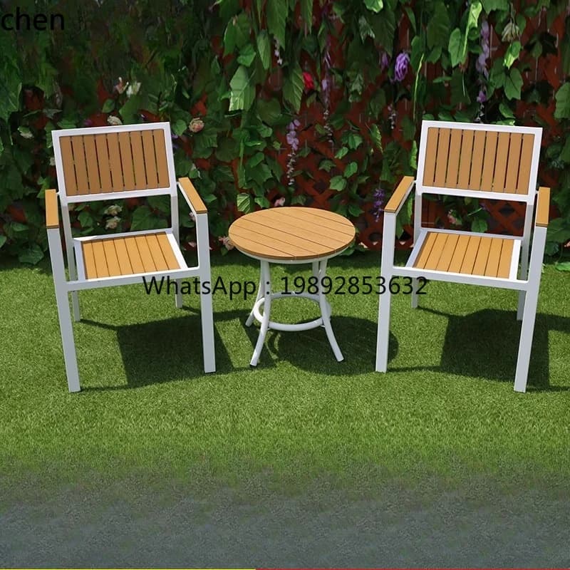 aluminum alloy plastic wood table and chair combination villa courtyard outdoor leisure balcony terrace household