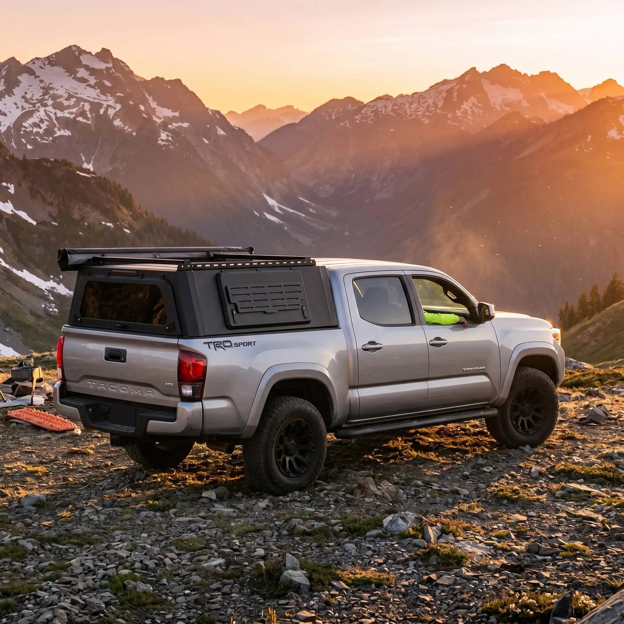 Custom Aluminum Camper Shell Topper Canopy Bed Cap for toyota 3rd Gen Tacoma 5ft  6Ft 2016 to 2023