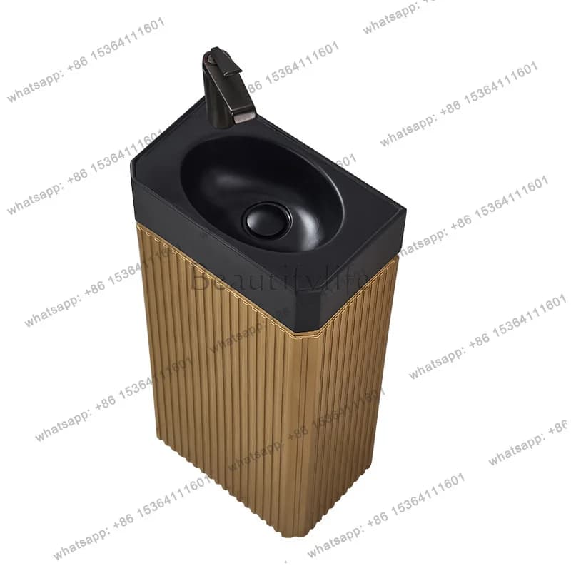 Minimal artificial stone column basin integrated balcony floor-to-ceiling sink basin
