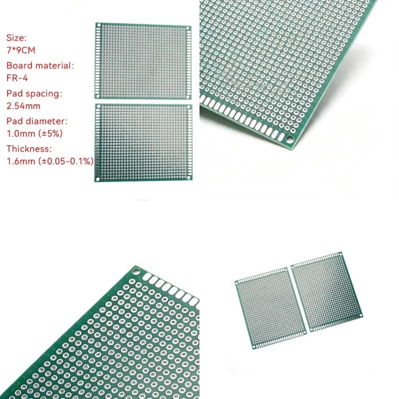 2pcs Universal PCB Double-Sided 2.54mm Pitch 7x9cm Electronic Components Assembly Size for Circuit Board Manufacturing