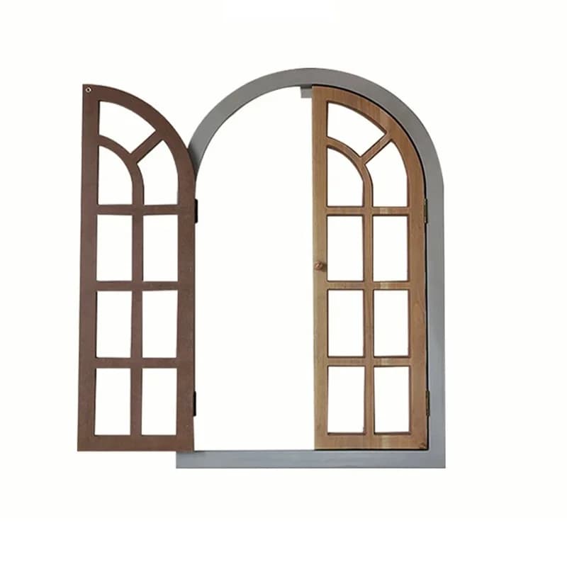 Decorative Arched Window Frame, 31.5 x 19.7 inches, Double Door Design, Farmhouse Wall Decor
