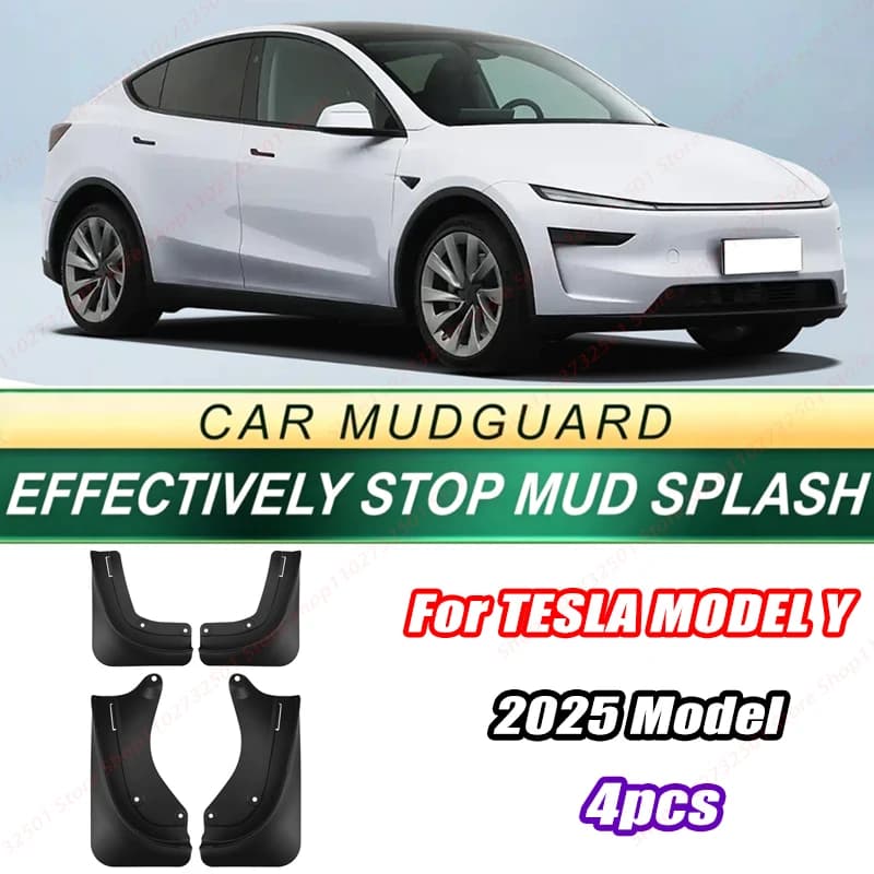For TESLA MODEL Y 2025 Model 4PCS Front Rear Mud Flaps Splash Guards Fender Mudguards Auto Accessories
