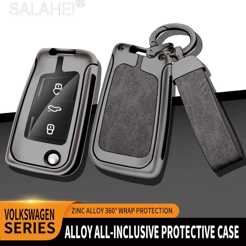Zinc Alloy Leather Car Key Case Cover for VW Volkswagen Golf 7 MK7 Tiguan MK2 For SEAT Ateca Leon FR 2 Ibiza For Skoda Octavia