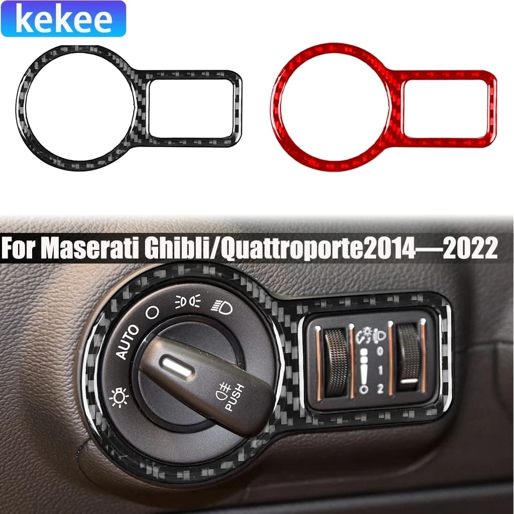 Carbon Fiber Car Accessories Headlight Switch Panel Modified Interior Cover Sticker For Maserati Ghibli/Quattroporte 2014-2022