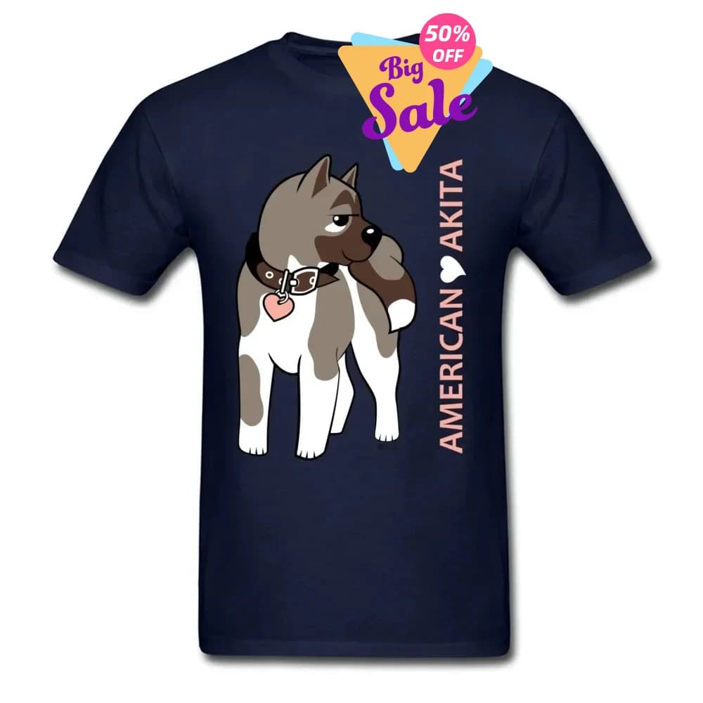 Cute American Akita Dog T-Shirt 100% Cotton O-Neck Summer Short Sleeve Casual Mens T-shirt Size S-3XL
