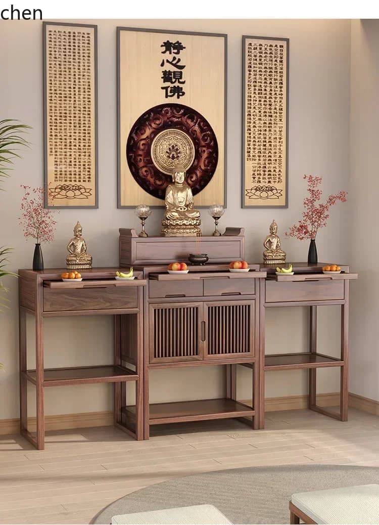 HT  simple new Chinese Buddhist hall table for household solid wood Buddhist table Zhongtang table