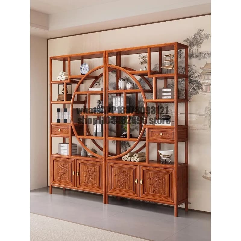Solid wood Bogu rack Chinese style Duobao grid display living room study storage multi-layer bookcase tea cabinet shelf