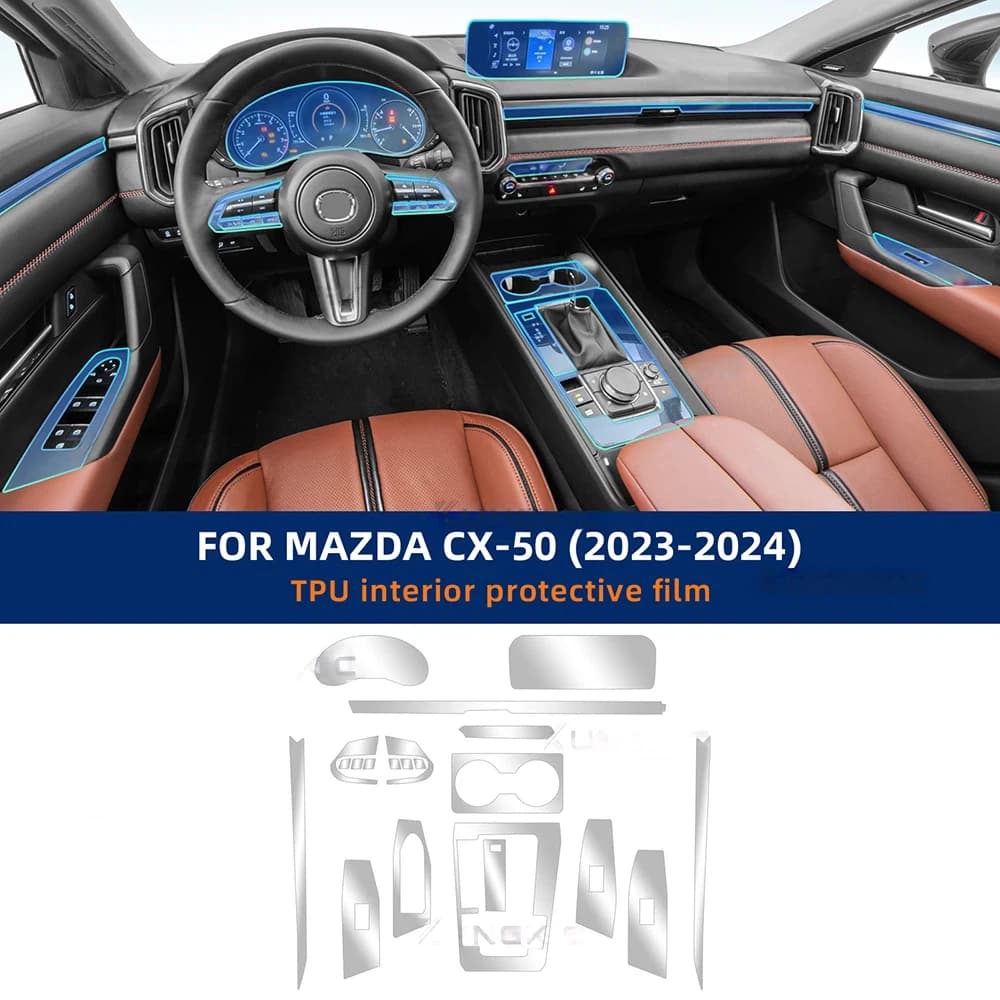TPU Protective Film For MAZDA CX-50 CX50 2023 2024 Sticker Anti-scratch Car Interior Center Console Media Dashboard Navigation