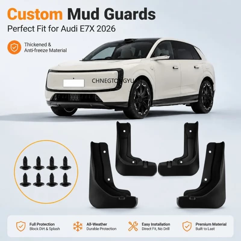 Car Mudguards For Audi E7X 2026 Easy Install 4Pcs Rubber Guards Protect Paint From Mud Dirt Road Splash In Rainy Winter Driving