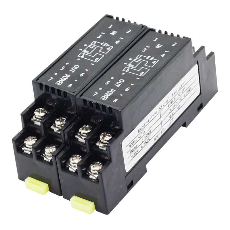 Resistance Signal Isolator 1in 1out 500ohm 20KΩ Input 4-20mA 0-10V Analog Output Resistance Signal Isolation Transmitter Module