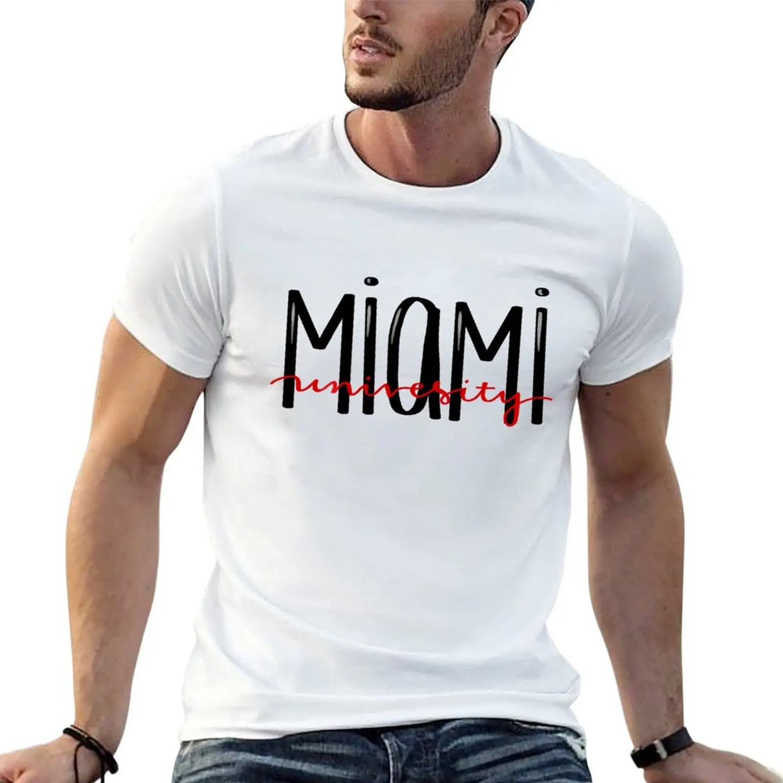 Miami Caligraphy T-Shirt High Elasticity Sports Tee Shirt
