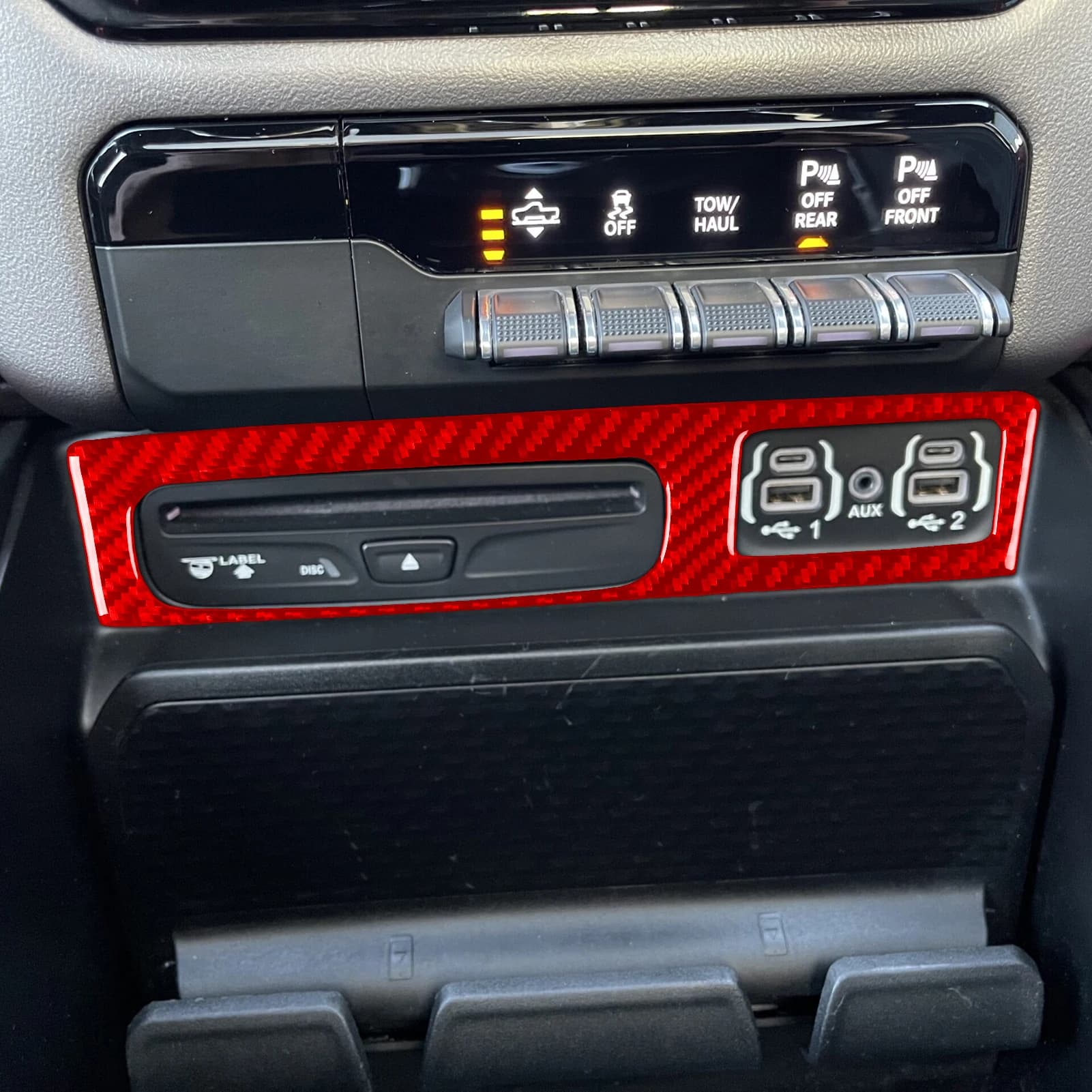 For Dodge Ram 1500 2500 3500 2019 2020 2021 2022 2023 Carbon Fiber USB Panel Car Accessories Modifications Decorations Stickers