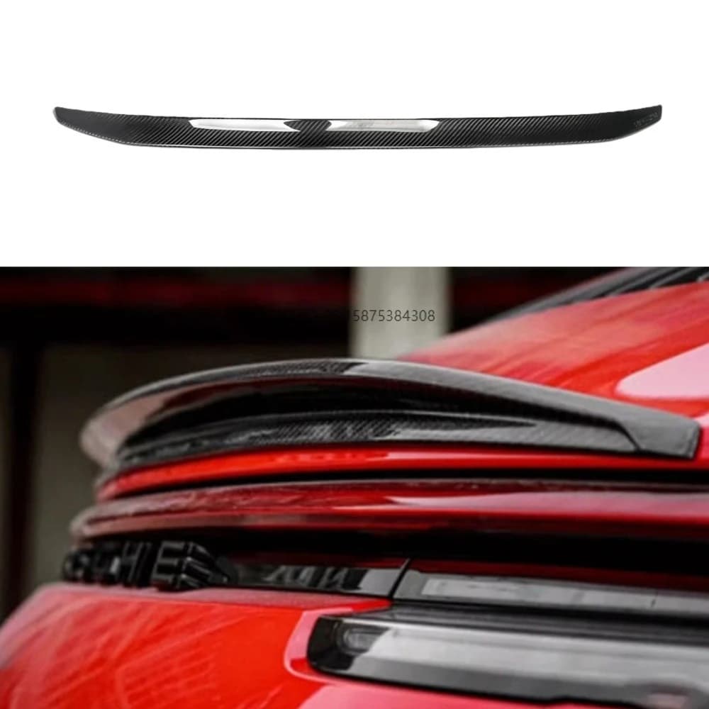 T-style Dry Carbon Fiber Rear Spoiler with Pressure Wings  Trunk Spoiler Suitable for 992 Carrera S