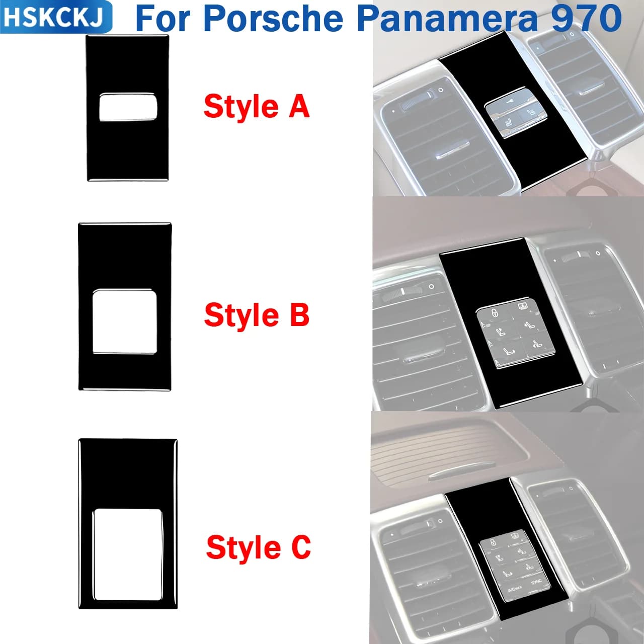 For Porsche Panamera 970 2010-2016 Piano Black Rear Seat Adjustment Trim Panel Decorative Car Interior Accessories Stickers