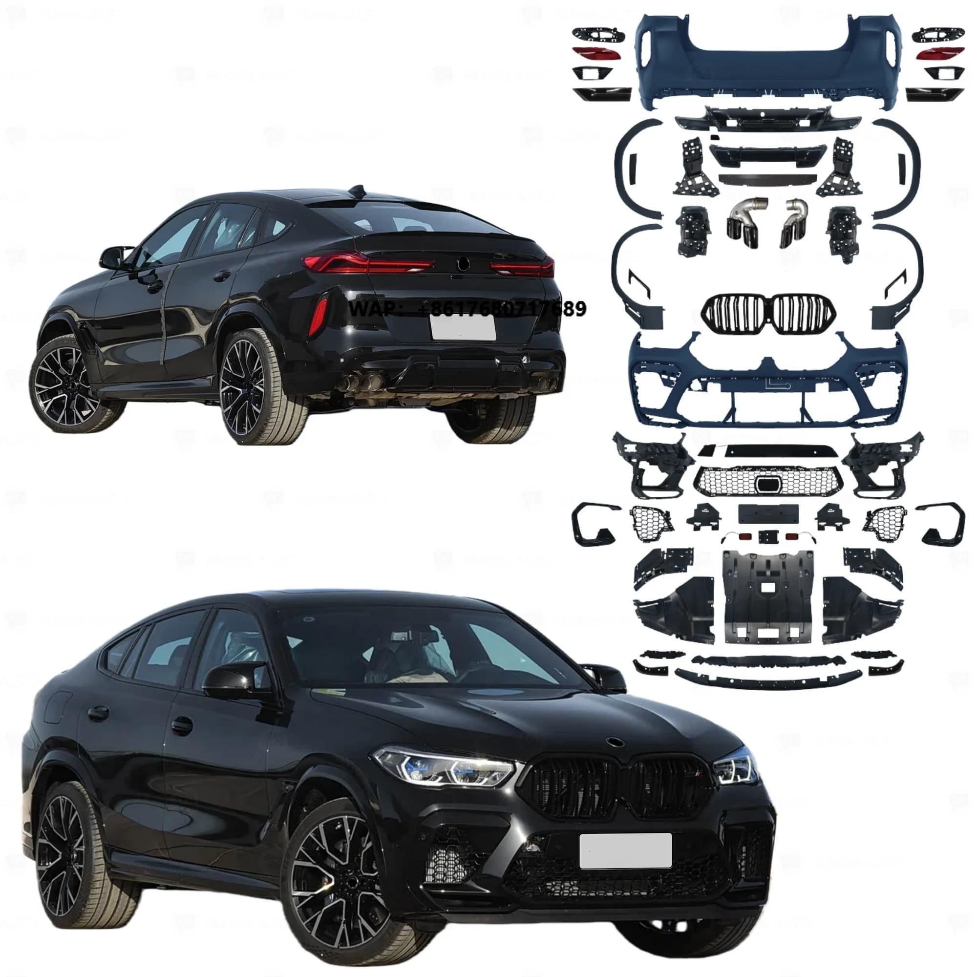 Hot Selling Car Body Kit for   X6 G06 2020-2022 Upgrade X6M F96 Bodykit Front Rear Bumper with Grill Diffuser Exhaust Pipe