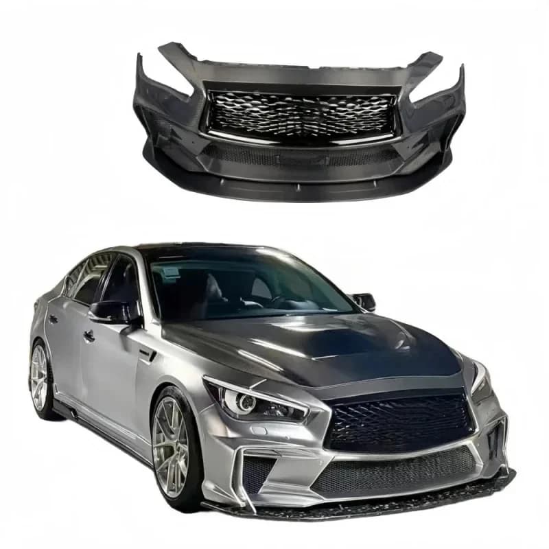 PrimeSelect Selected Durle Car Parts Carbon Fiber Bumper Front Lip Hood Body Kit Fit Q