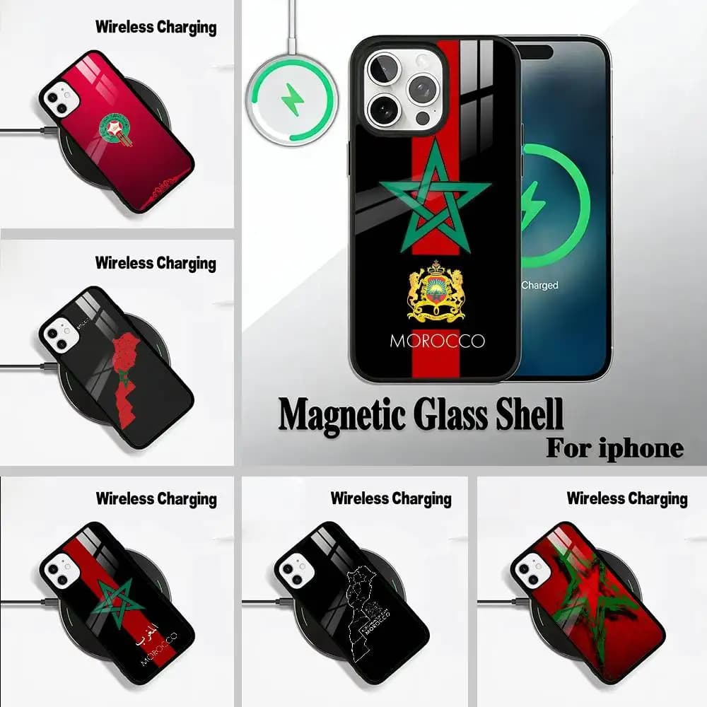 Morocco Flag For IPhone17 16 15 14 13 12 11 Plus Pro Max Plus Wireless Charger Phone Case