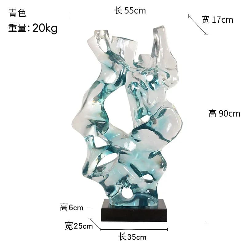 CF Transparent Taihu Stone Ornament Hotel Lobby Living Room Sculpture Artwork Large Floor Decoration