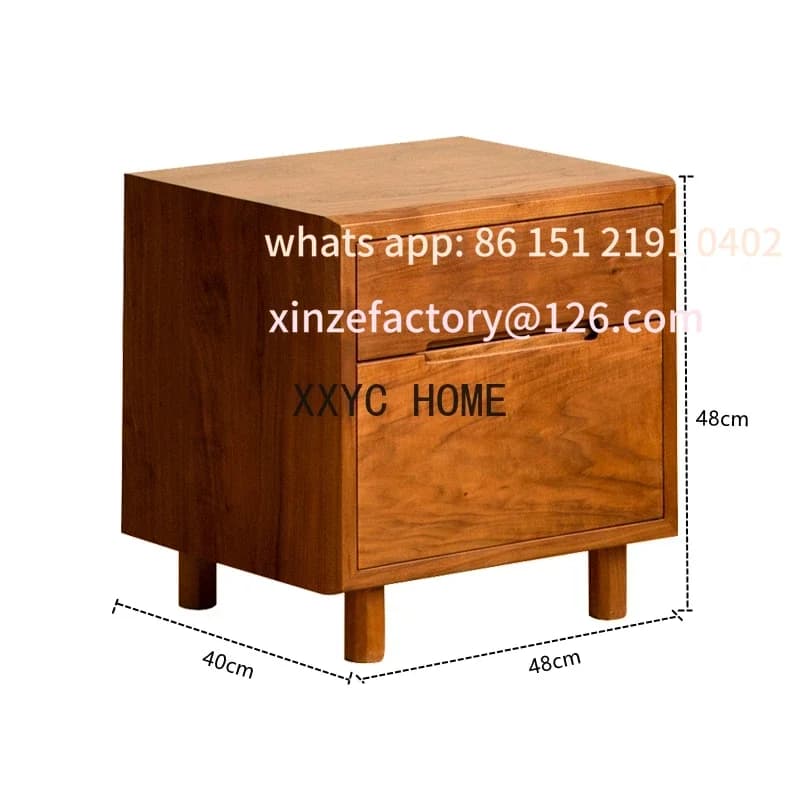 Customizable New Chinese Style Solid Wood Bedside Cabinet Black Walnut Bedside Cabinet Bedroom Simple Drawer Storage Cabinet