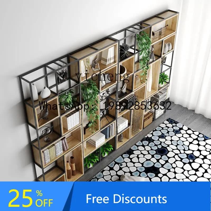 AA  wrought iron office screen partition industrial  living room creative bookshelf cabinet display stand