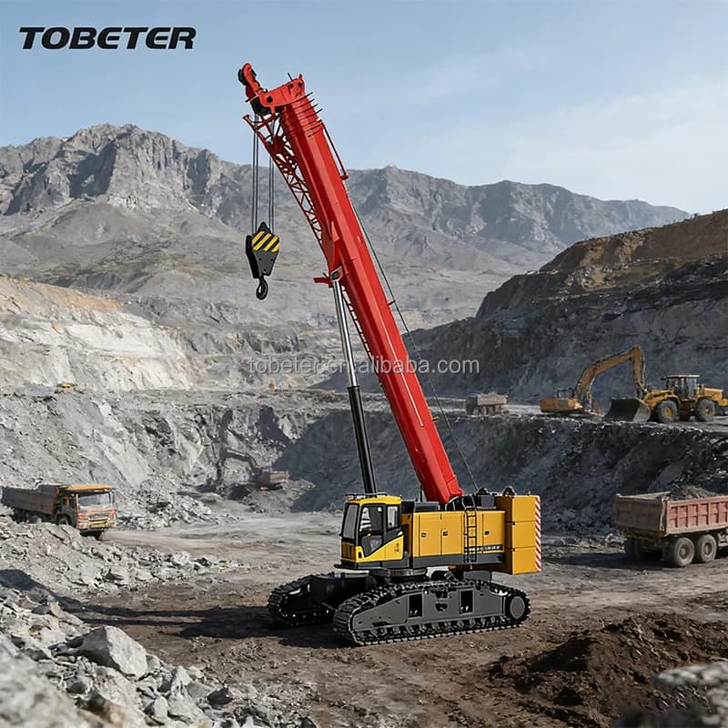 Mini Hydraulic Mobile Spider Crane With Crawler Wheels Glass Suction Cups Fly Jib 5.8M-50M Lifting Height