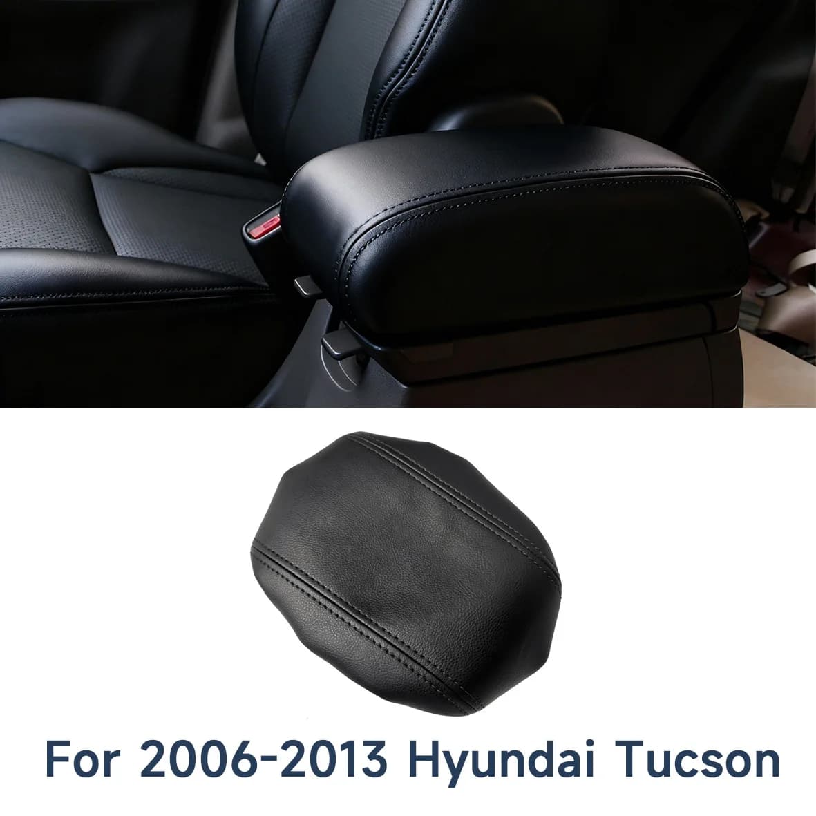 Center Console Armrest Cover For Hyundai Tucson 2006-2013 Leather Armrest Lid Protector No Disassembly Slip-On Auto Interior