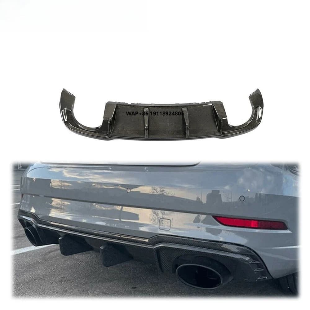 Fits RS3 Sedan 2017-2019 Rear Bumper Diffuser Spoiler Body Kit Carbon Fiber