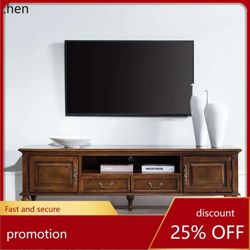 HT Solid Wood TV Cabinet Set Living Room Simple Coffee Table TV Cabinet Wine Cabinet Set Furniture for Small Apartments