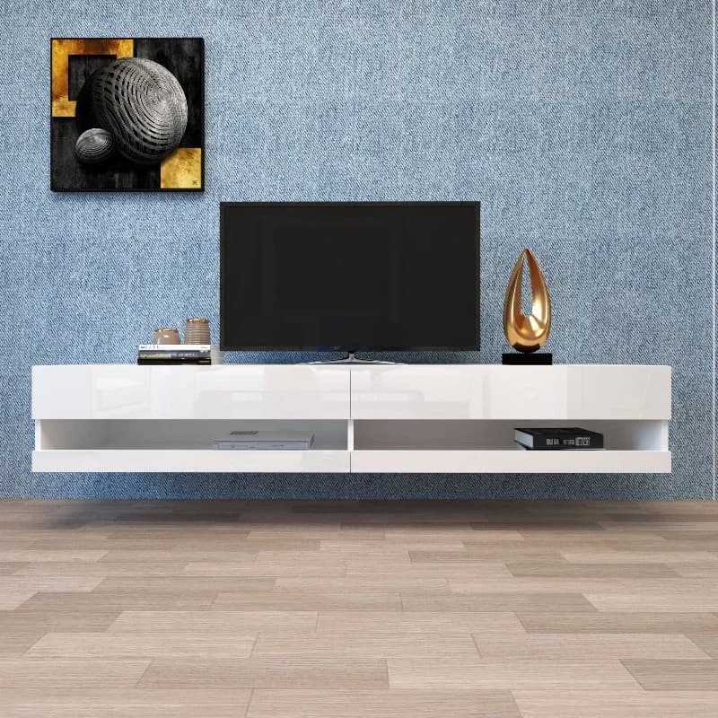 Smart Modern Floating TV Lift Table with Chest of Drawers Wooden TV Stand Design Wooden Fireplace Electric