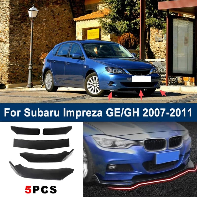 Adjustable 5Pcs Sectional Front Spoiler Lip For Subaru Impreza GE GH 2007-2011 Front Bumper Splitter Car Exterior Sport Body Kit