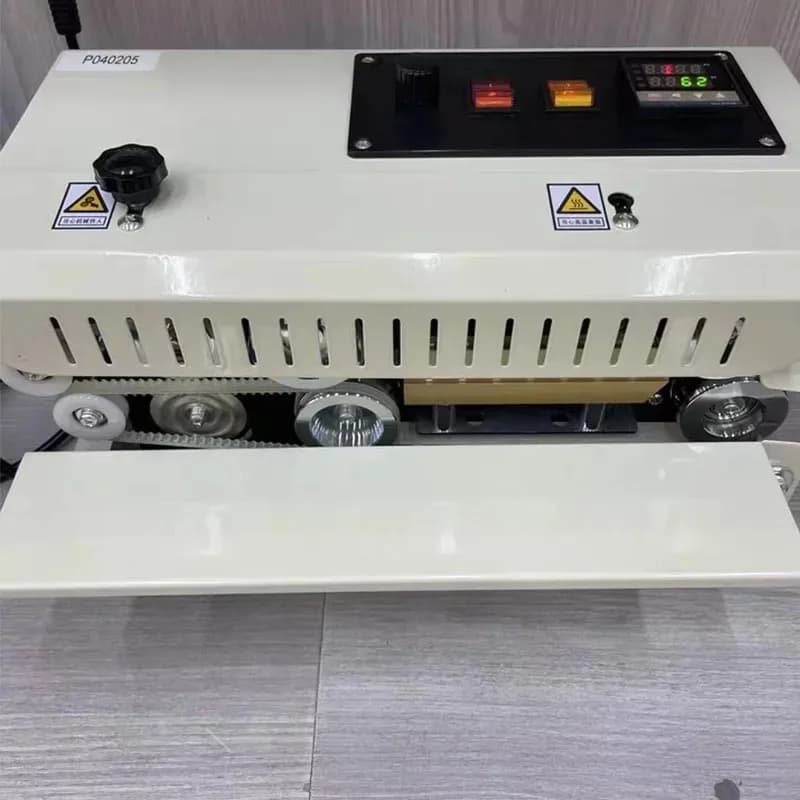 220V Continuous Bag Sealing Machine Plastic Bag Packaging Band Sealing Machine Horizontal Bag Sealer Date Printing