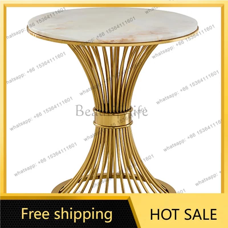 LS light luxury marble edge few simple modern stainless steel balcony sales office negotiation table and chairs