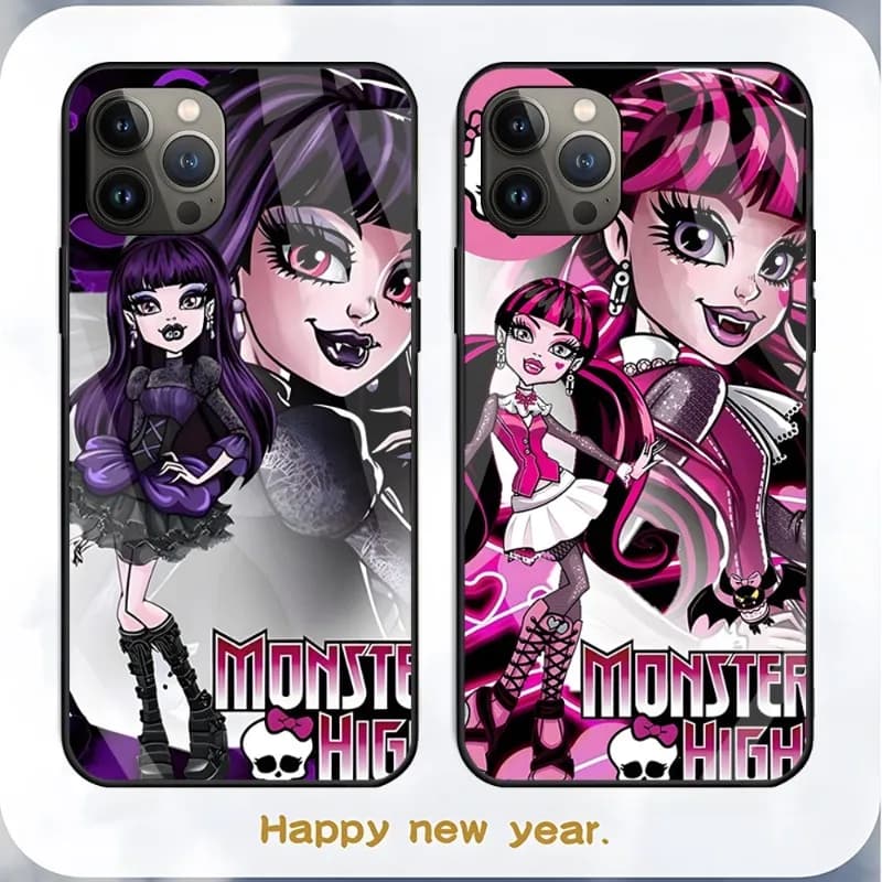 Monsters High Anime Phone Case Tempered Glass for IPhone 13 12 11 Pro Max Mini X XR XS Max 8 7 6s Plus SE 2020 Fundas Back Cover