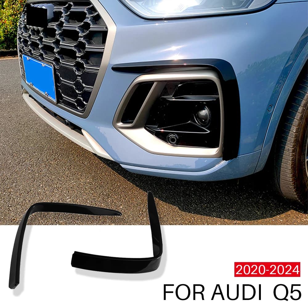 For AUDI Q5 Front Bumper Wind Knife Trim Strip ABS Fog Lamp Cover Strips Trim Accessories 2020 2021 2022 2023 2024