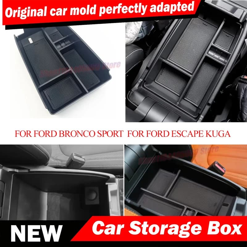 Car Armrest Box Storage Central Control Container for Ford Bronco Sport 2021-2024 for Ford Escape Kuga 2020-2024 Accessories