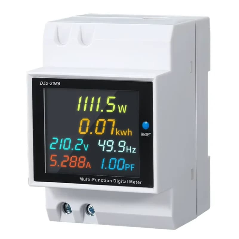 6IN1 DIN Rail AC Electric Energy Meter 110V 220V 380V 100A Voltage Current Power Factor KWH Frequency Monitor for Electrical Sys