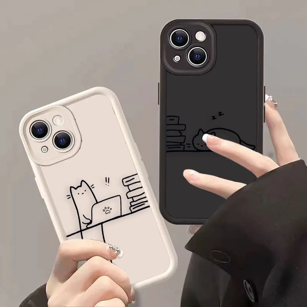 Funny Drawing Kitten Phone Case For Realme C21Y C30 C31 C33 C35 C53 C55 C63 C65 12 11 8 8I 7I 5 GT NARZO 50 5G Case Cover Funda